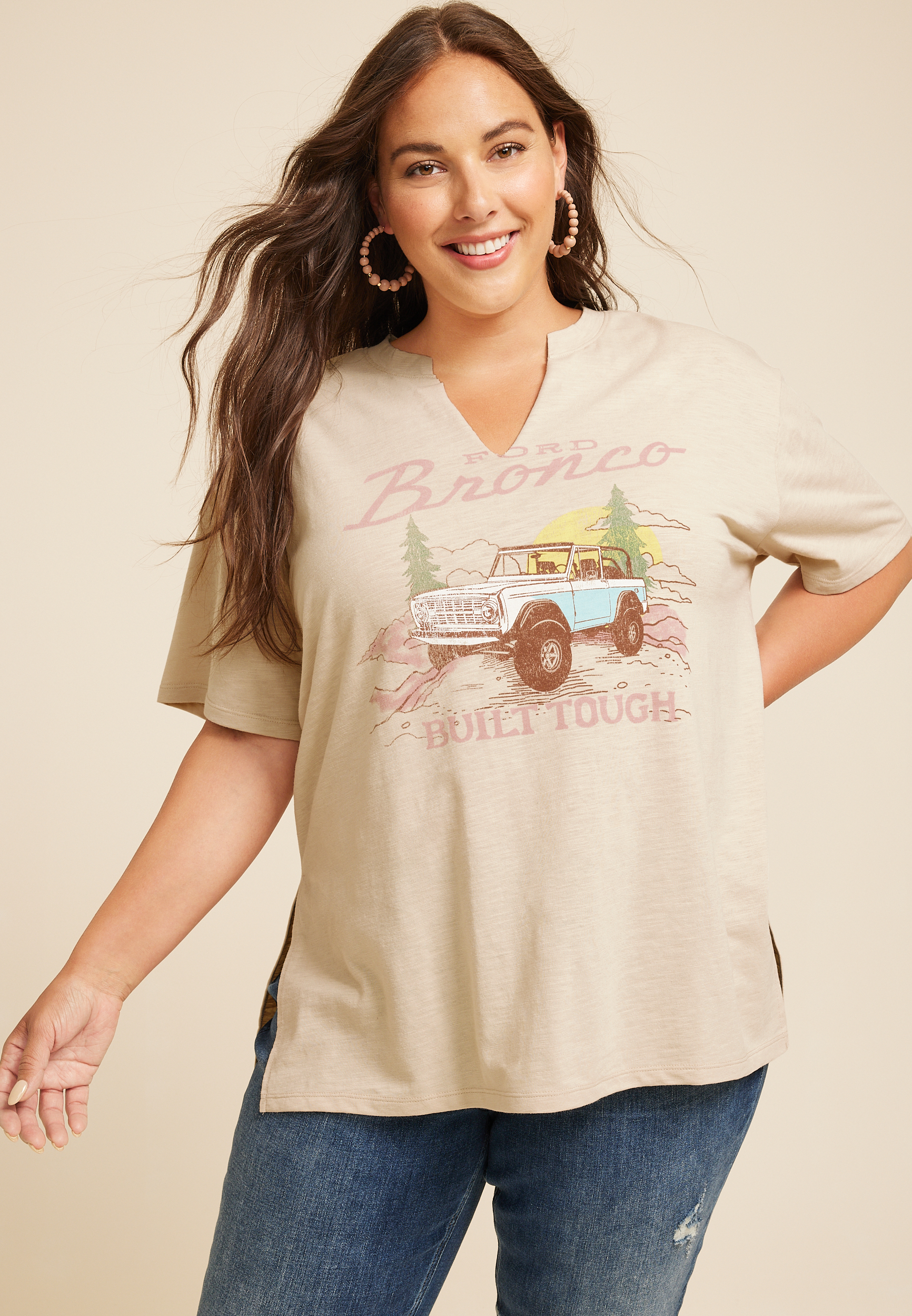 Plus Size Bronco Built Tough Graphic Tee, C211, large