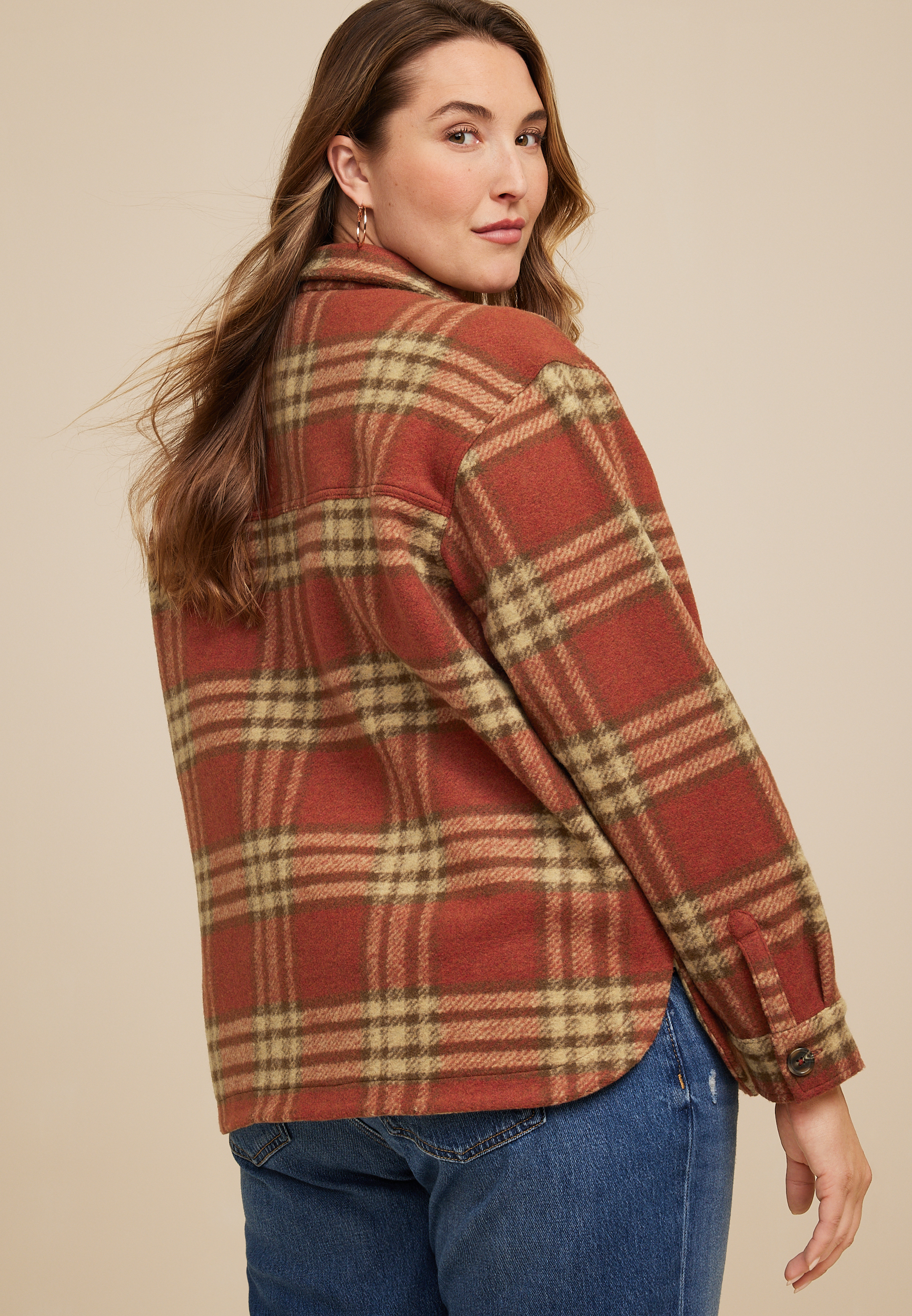 Plus Size Shoreline Shortie Plaid Shacketâ€‹, C5528, large
