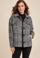 Shoreline Shortie Black Plaid Shacket​, C1756, small