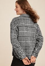 Shoreline Shortie Black Plaid Shacket​, C1756, small