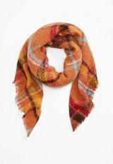 Orange Plaid Blanket Scarf, MULTI, small