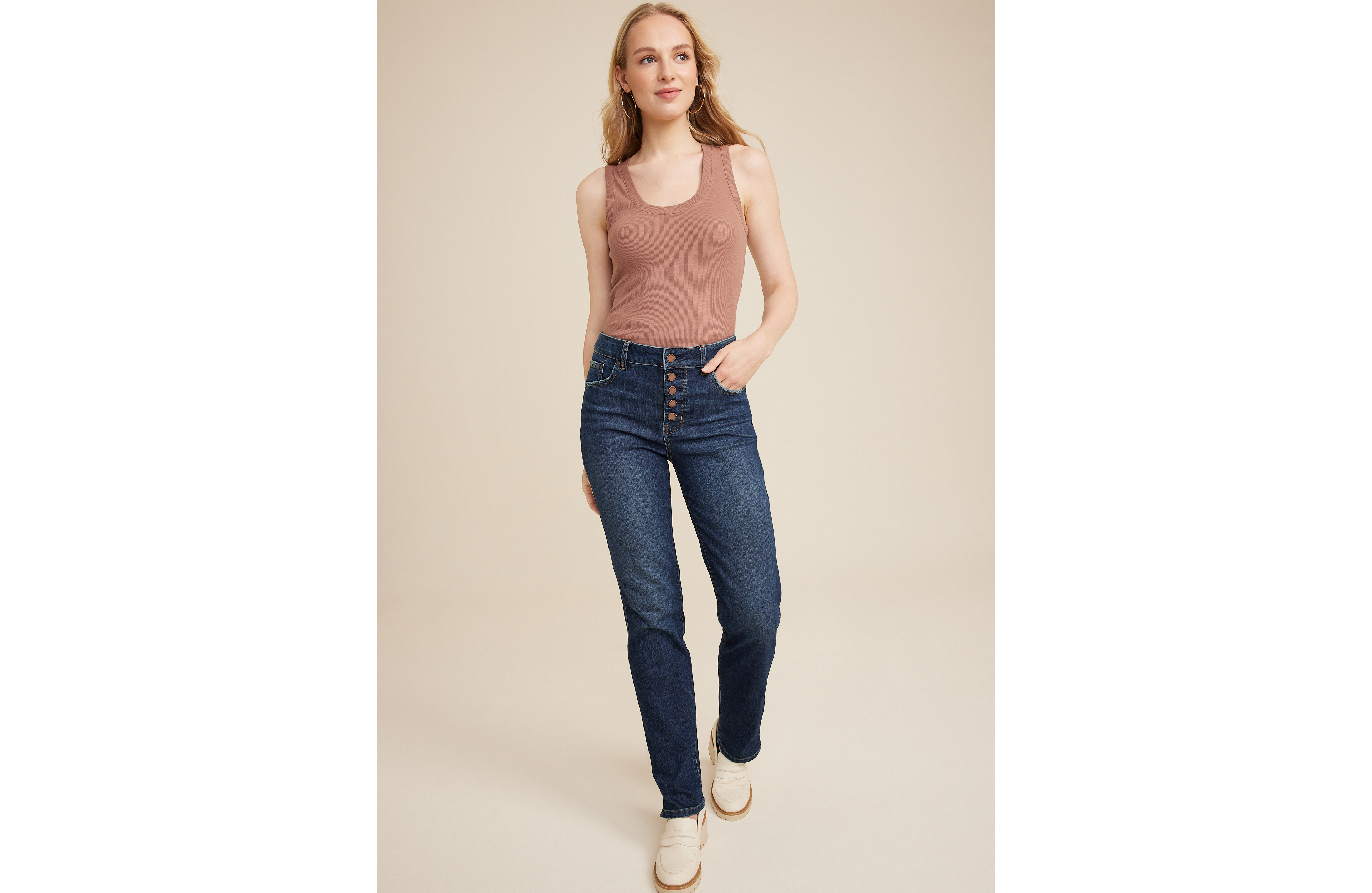 Everflex™ High Rise Button Fly Straight Jean