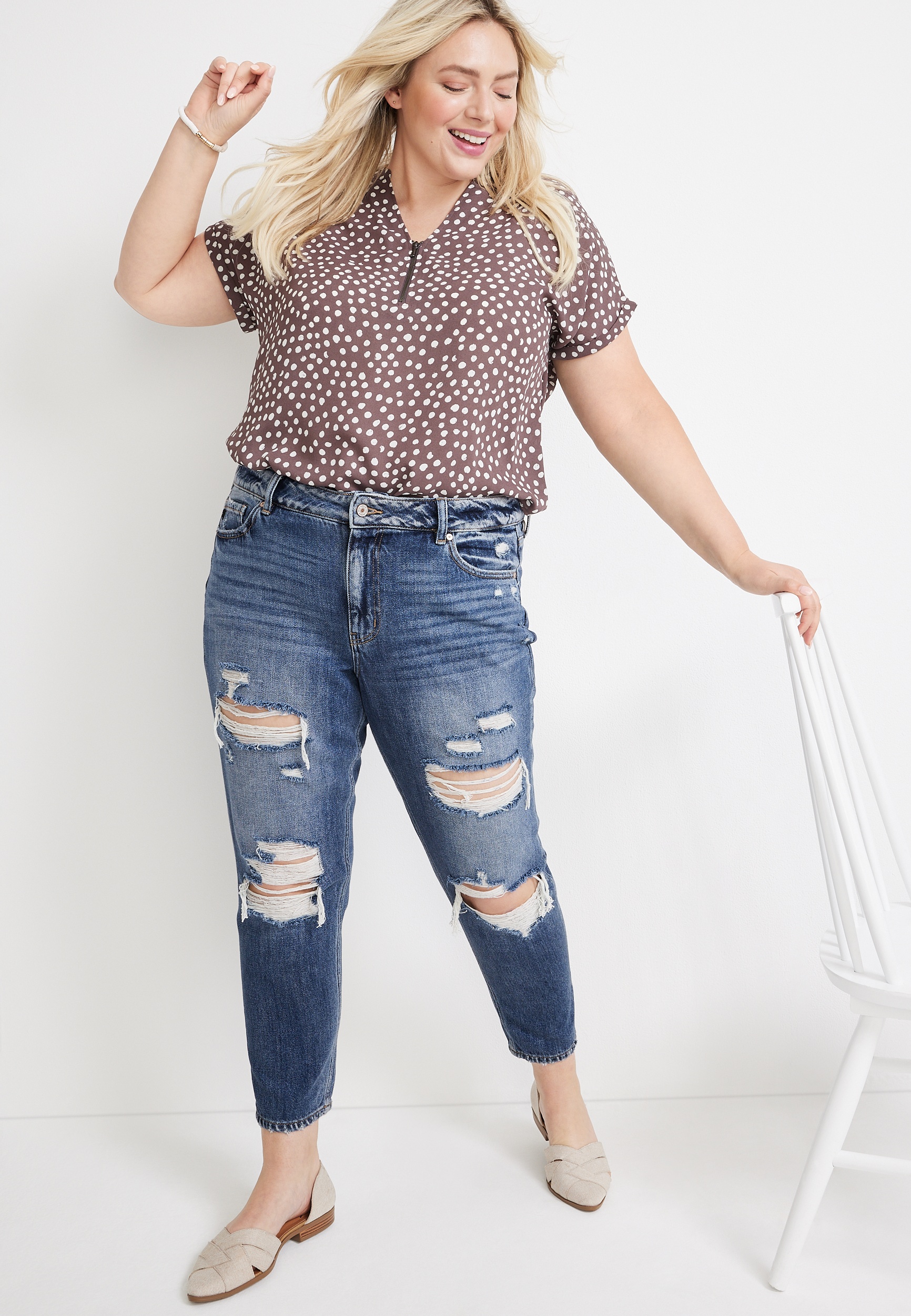 high waisted ripped jeans plus size