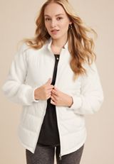 Sherpa Sleeve Mixed Media Puffer Jacket, C4673, small