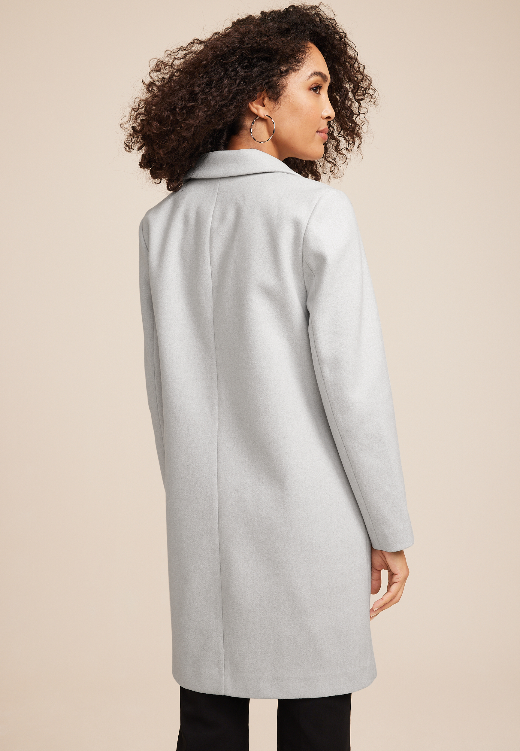 One Button Dress Coat, HEATHER GRAY, large