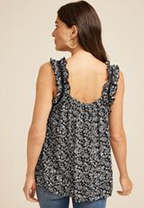 Floral Ruffle Strap Swing Tank Top, C1756, small