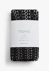 Textured Geo Print Tights, BLACK, small