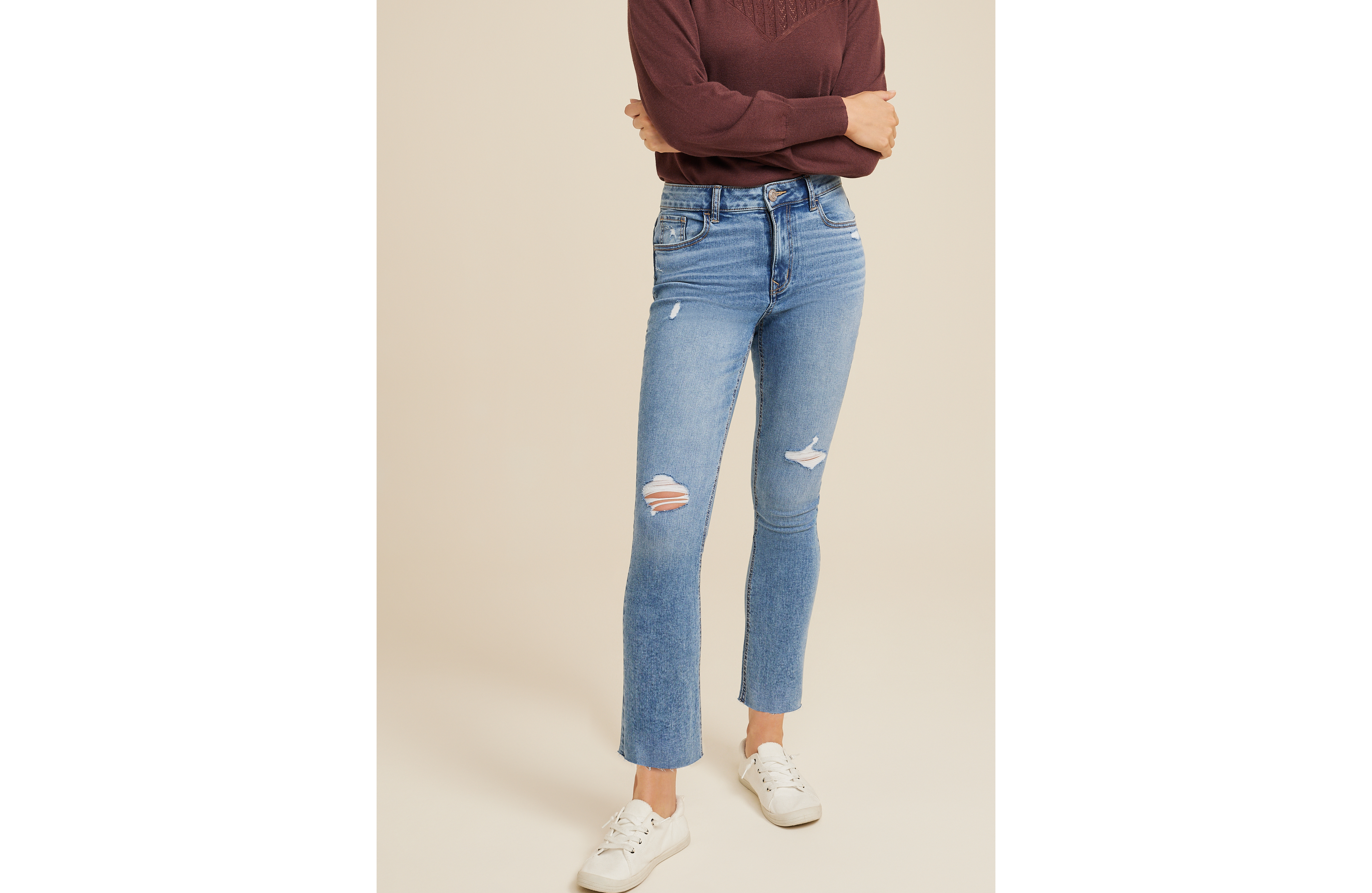m jeans by maurices™ Kick Boot Ankle High Rise Ripped Jean