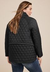 Plus Size Short Ripstop Puffer Jacket, C106, small