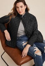 Plus Size Short Ripstop Puffer Jacket, C106, small
