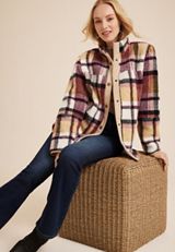 Burgundy Plaid Sherpa Shacket, C1524, small
