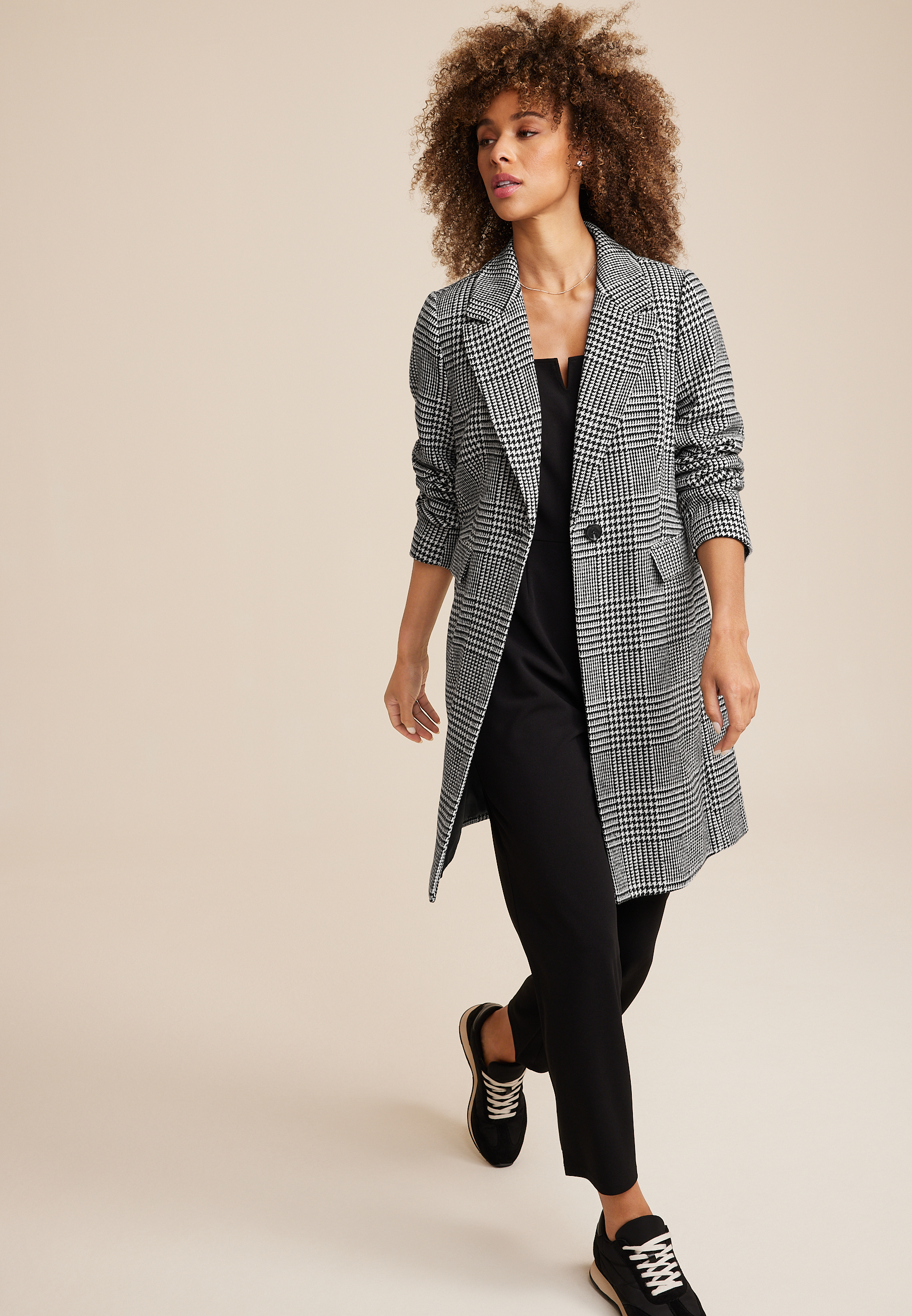 Houndstooth Dress Coat, GRAY COMBO, large