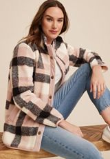 Pink Plaid Sherpa Shacket, C1939, small