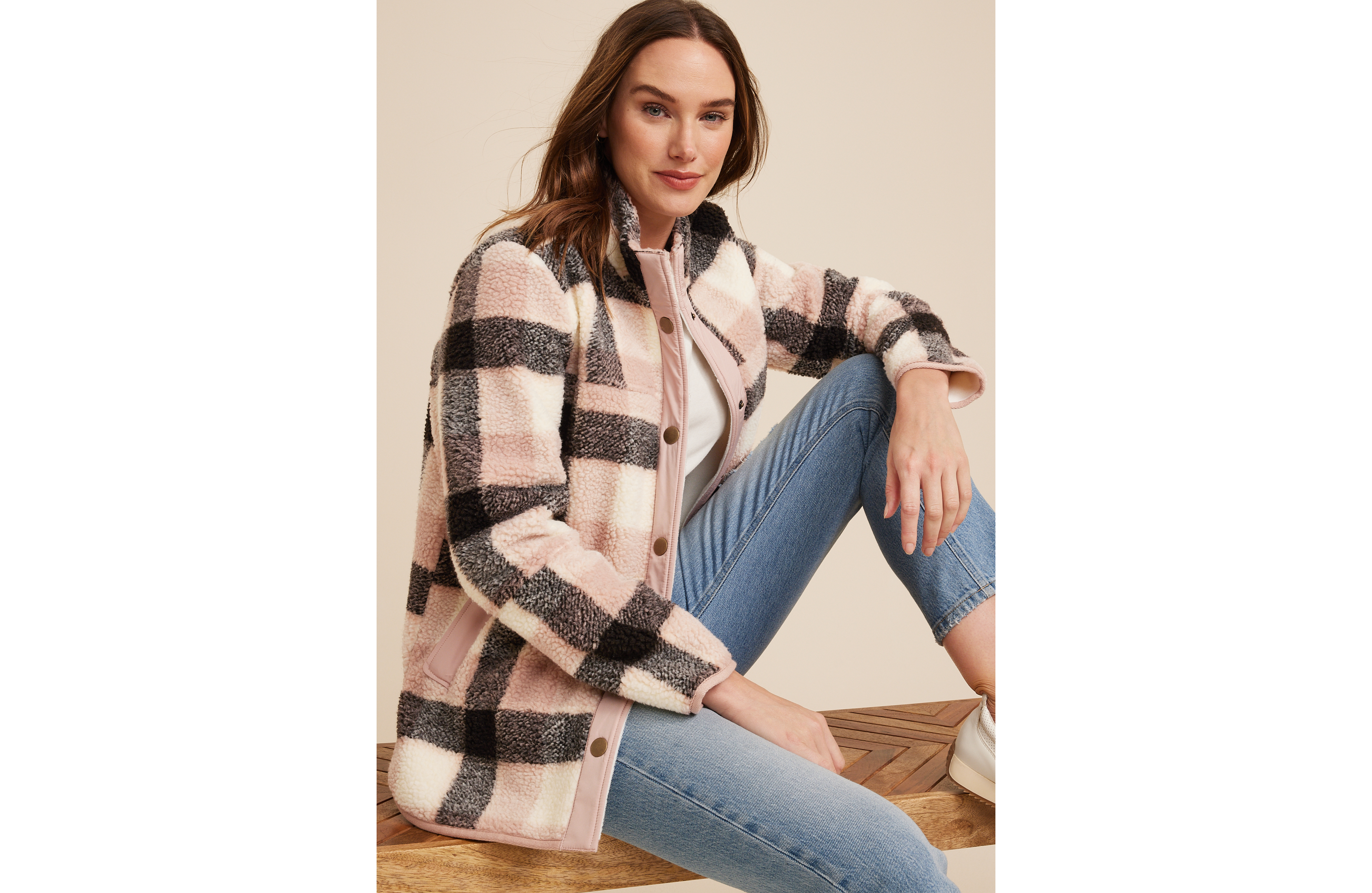 Pink Plaid Sherpa Shacket