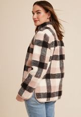 Pink Plaid Sherpa Shacket, C1939, small