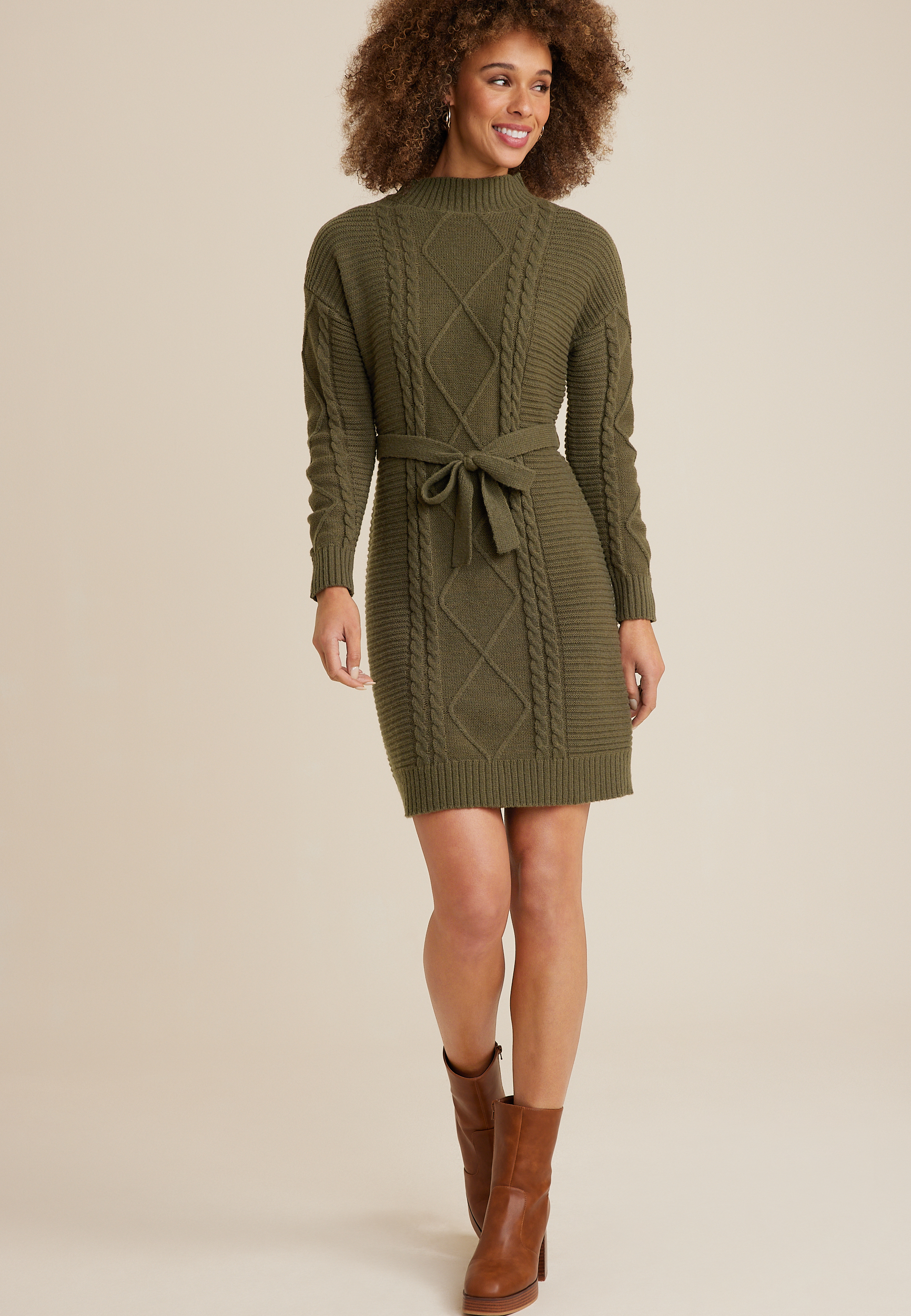 long olive green sweater dress Marion Cotton Knit Maternity Sweater Dress main image 1