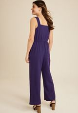 Notch Neck Sleeveless Jumpsuit, , small