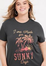 Plus Size Sunny Days Graphic Tee, PHANTOM BLACK, small