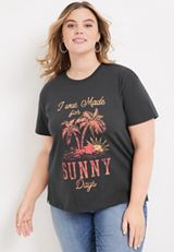 Plus Size Sunny Days Graphic Tee, PHANTOM BLACK, small