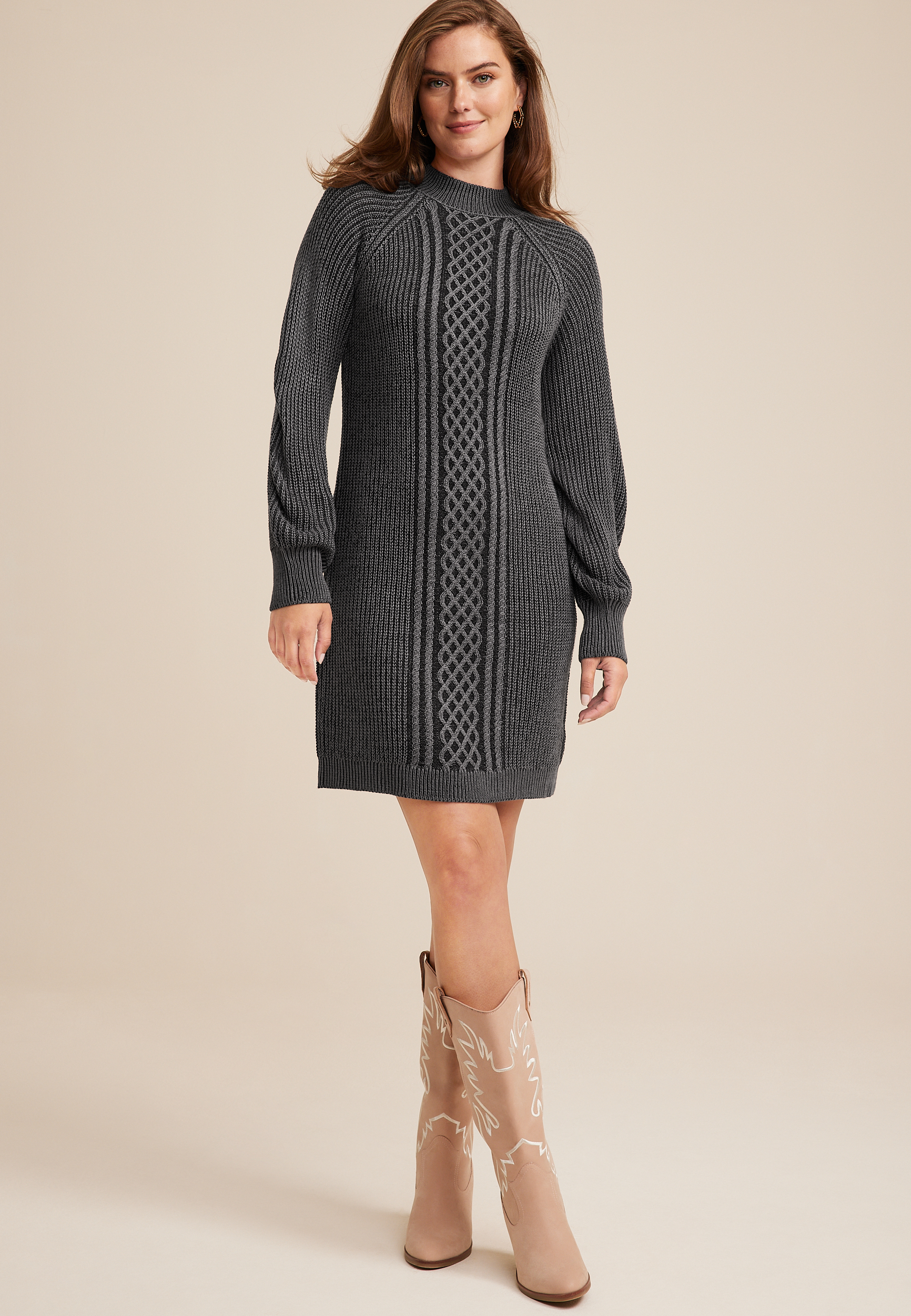 Two Tone Mini Sweater Dress | maurices