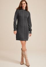 Two Tone Mini Sweater Dress, , small