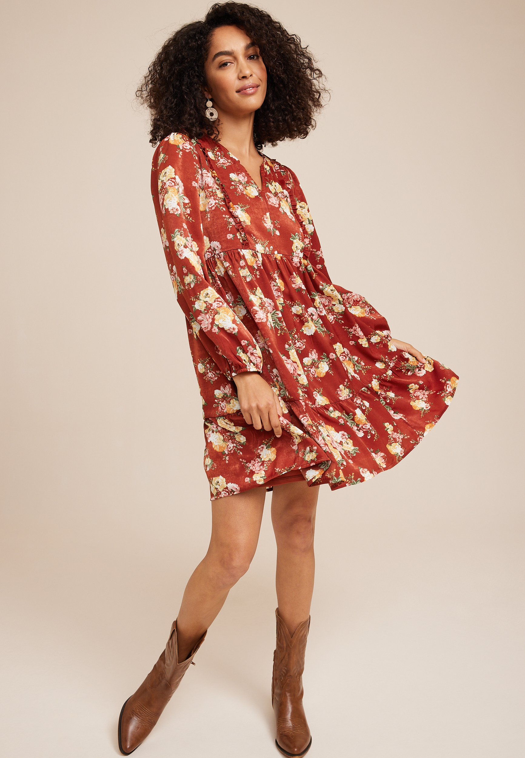 Satin Floral Mini Dress | maurices