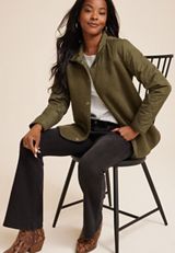 Olive Sherpa Quilted Mixed Media Jacket, C4419, small
