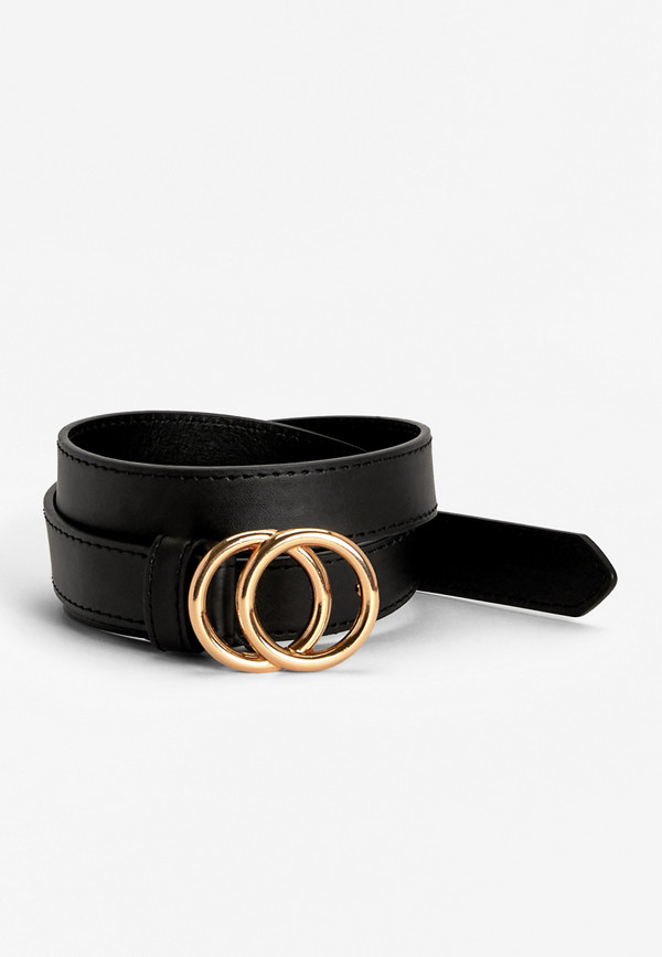 Girls Black Double Ring Belt | maurices