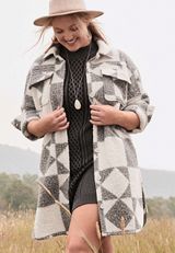 Gray Geo Longline Shacket, C1755, small