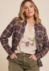 Cabin Plaid Button Up Shirt, C2561, small