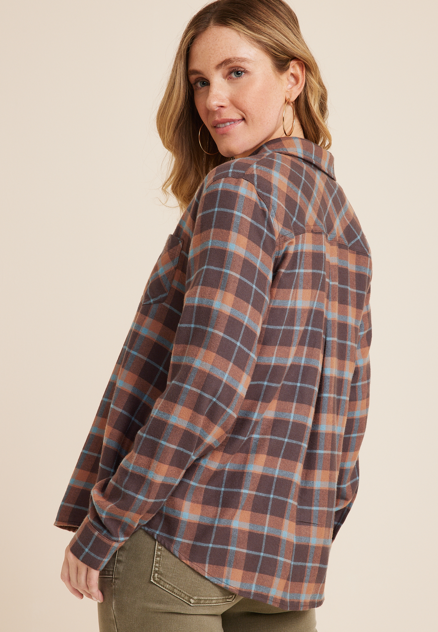 Cabin Plaid Button Up Shirt, C2561, large
