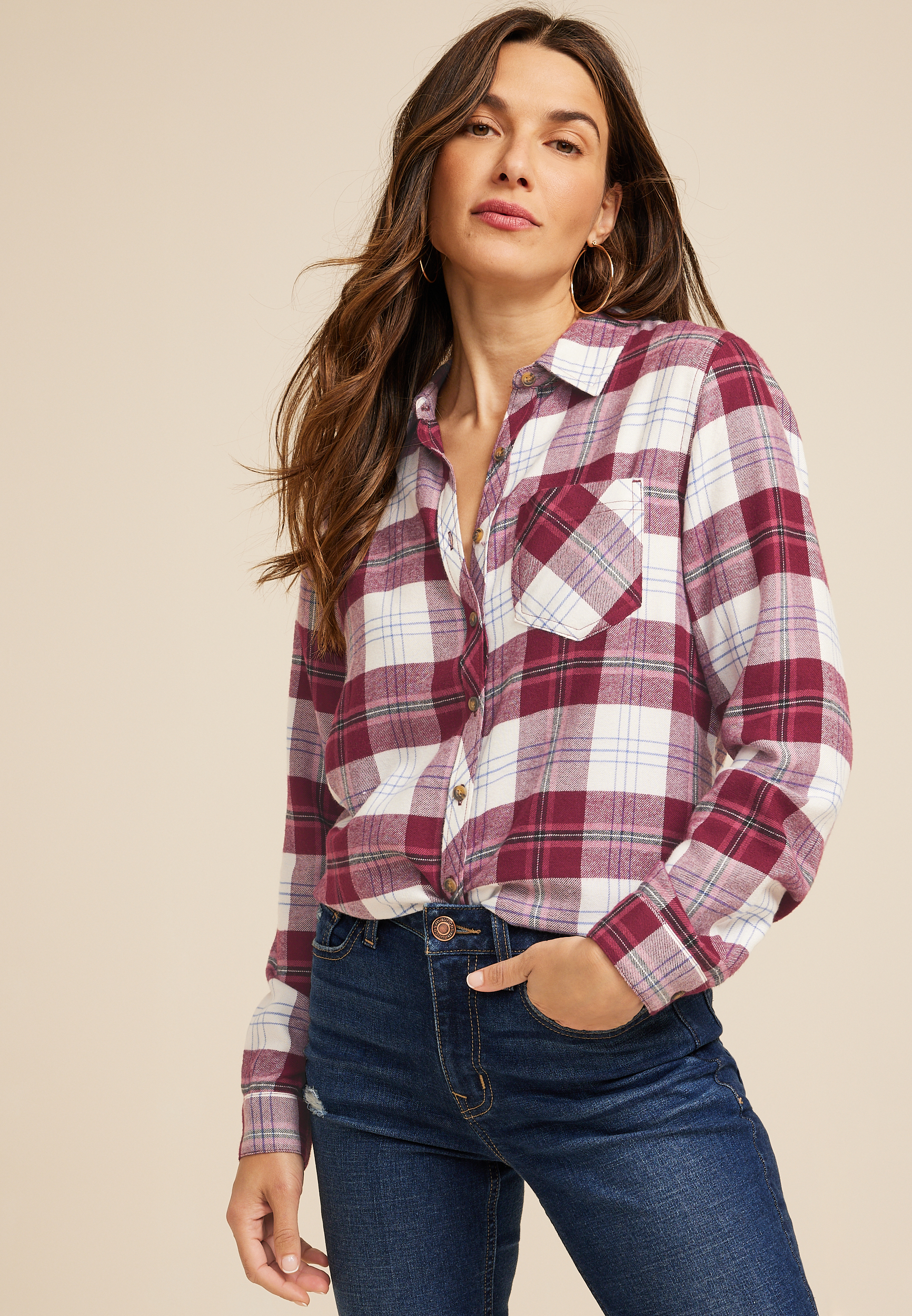 Cabin Plaid Button Up Shirt | maurices