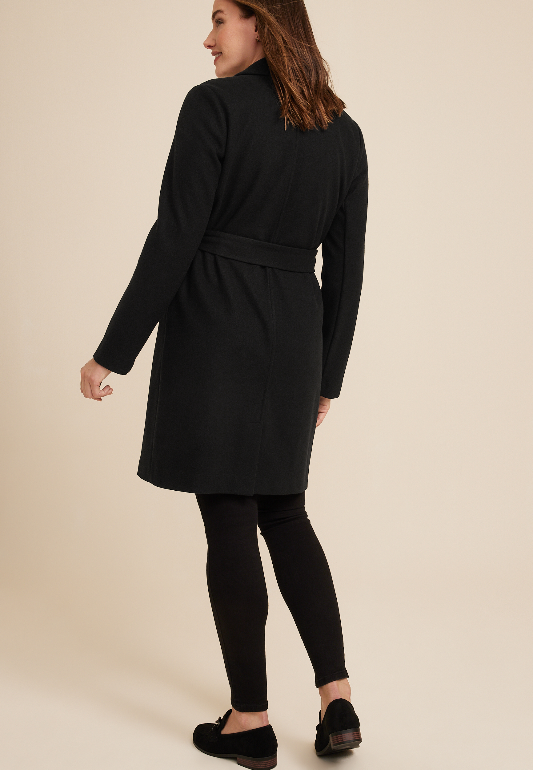 Black Wrap Longline Coat, C106, large