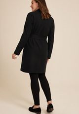 Black Wrap Longline Coat, C106, small