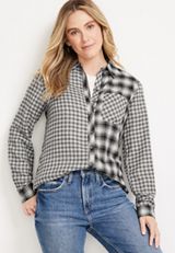 Collegiate Plaid Button Down Shirt, C1756, small