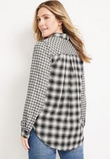 Collegiate Plaid Button Down Shirt, C1756, small