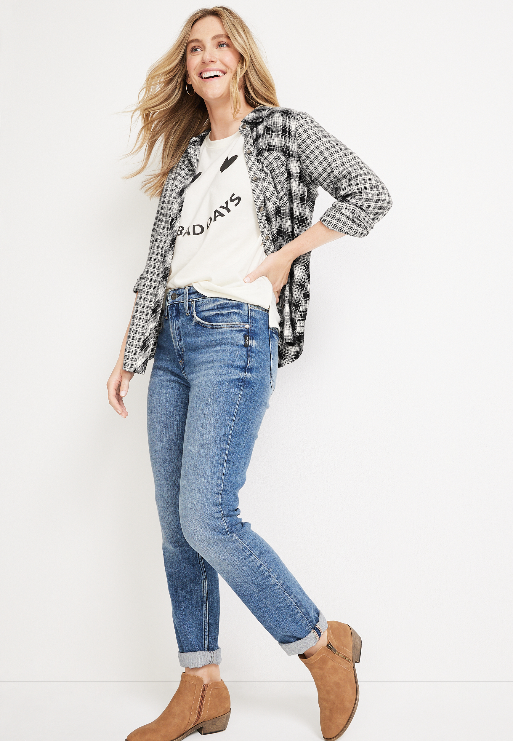 Collegiate Plaid Button Down Shirt, C1756, large