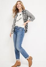 Collegiate Plaid Button Down Shirt, C1756, small