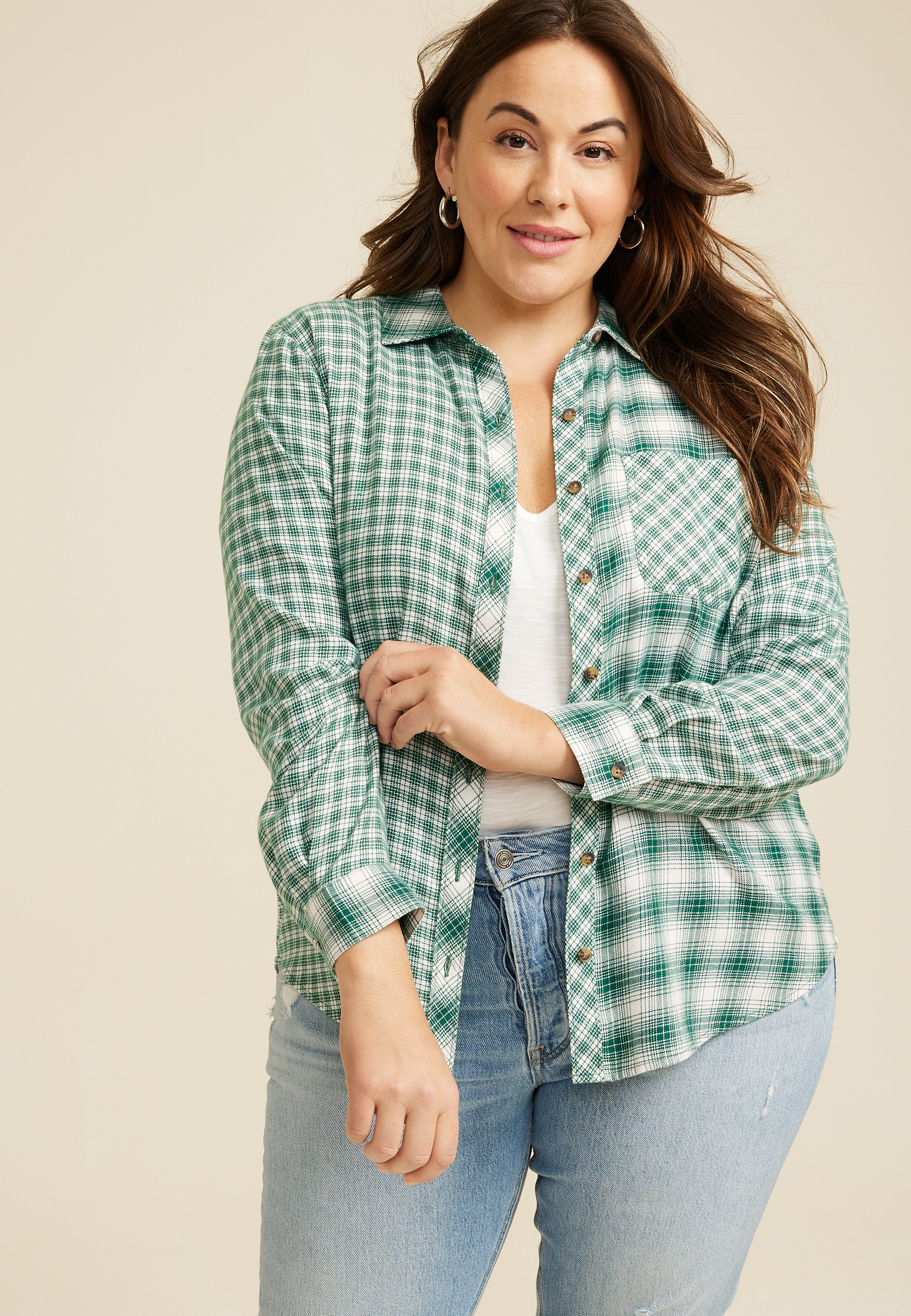 Women's Plus Size Plaid & Button Down Shirts | maurices