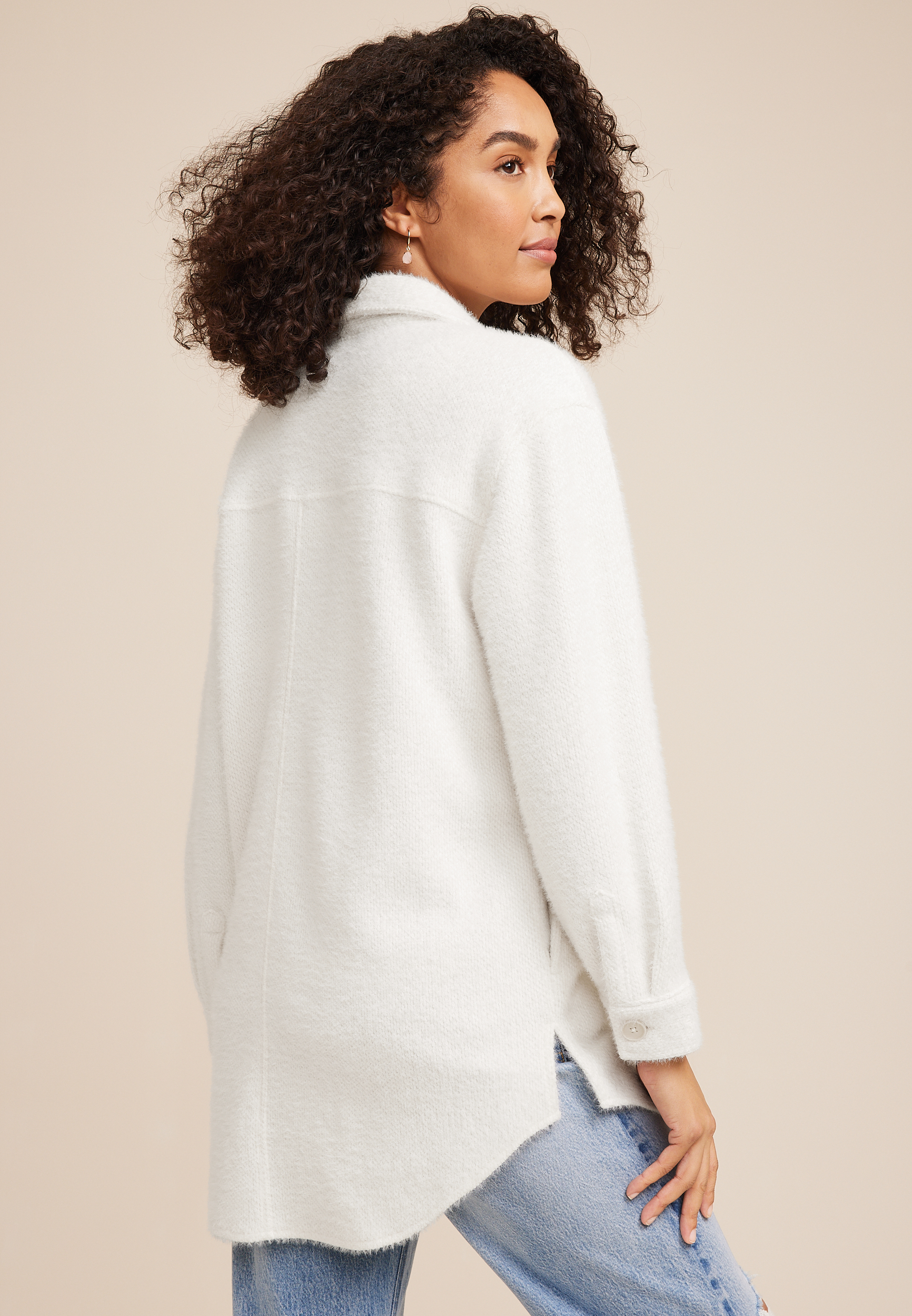 Textured Shacket, ECRU, large