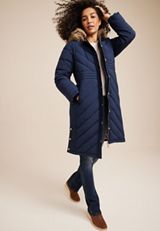 Faux Fur Hooded Longline Puffer Coat, C1919, small