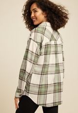 Cabin Plaid Boyfriend Tunic Shirt, C6093, small
