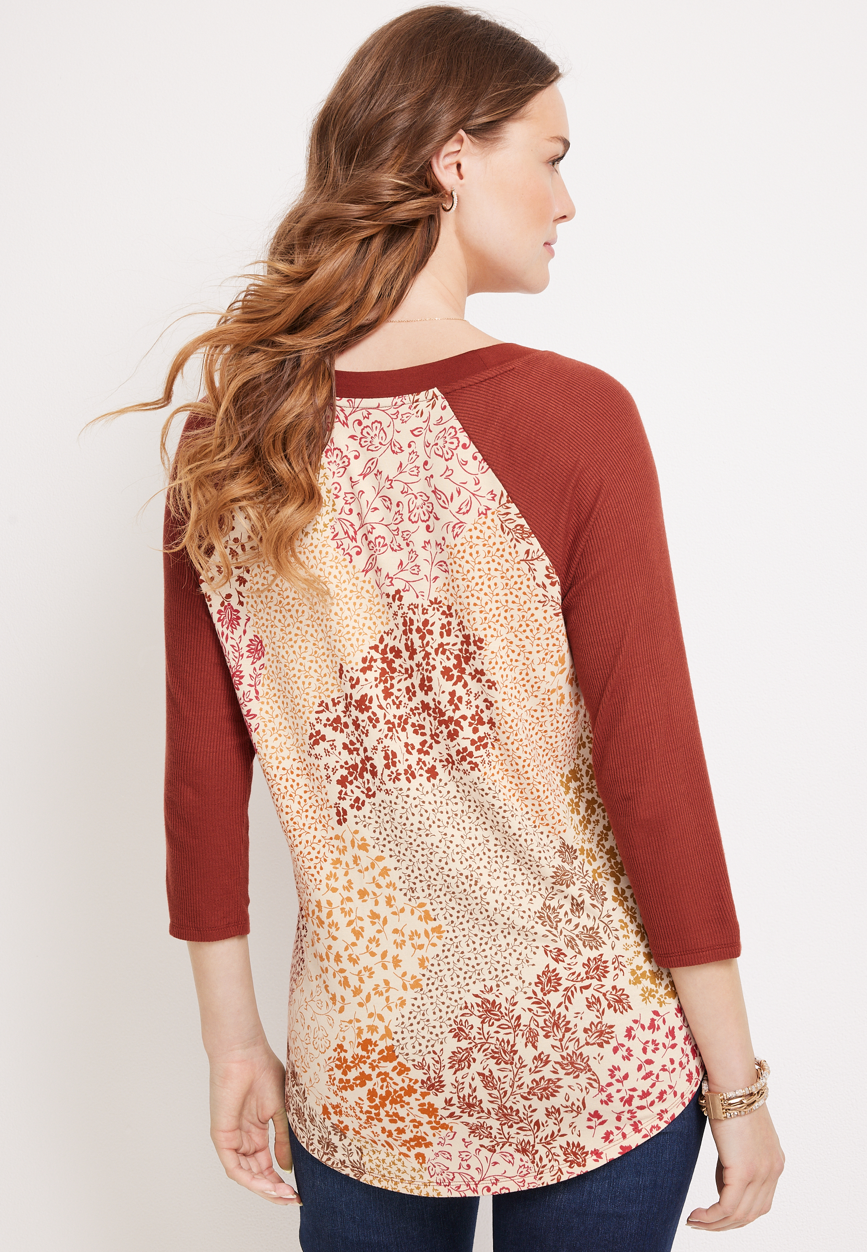 24/7 Blaine Floral Baseball Tee, C4960, large