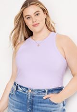 Plus Size Highline Solid Ribbed Tank Top, C158, small