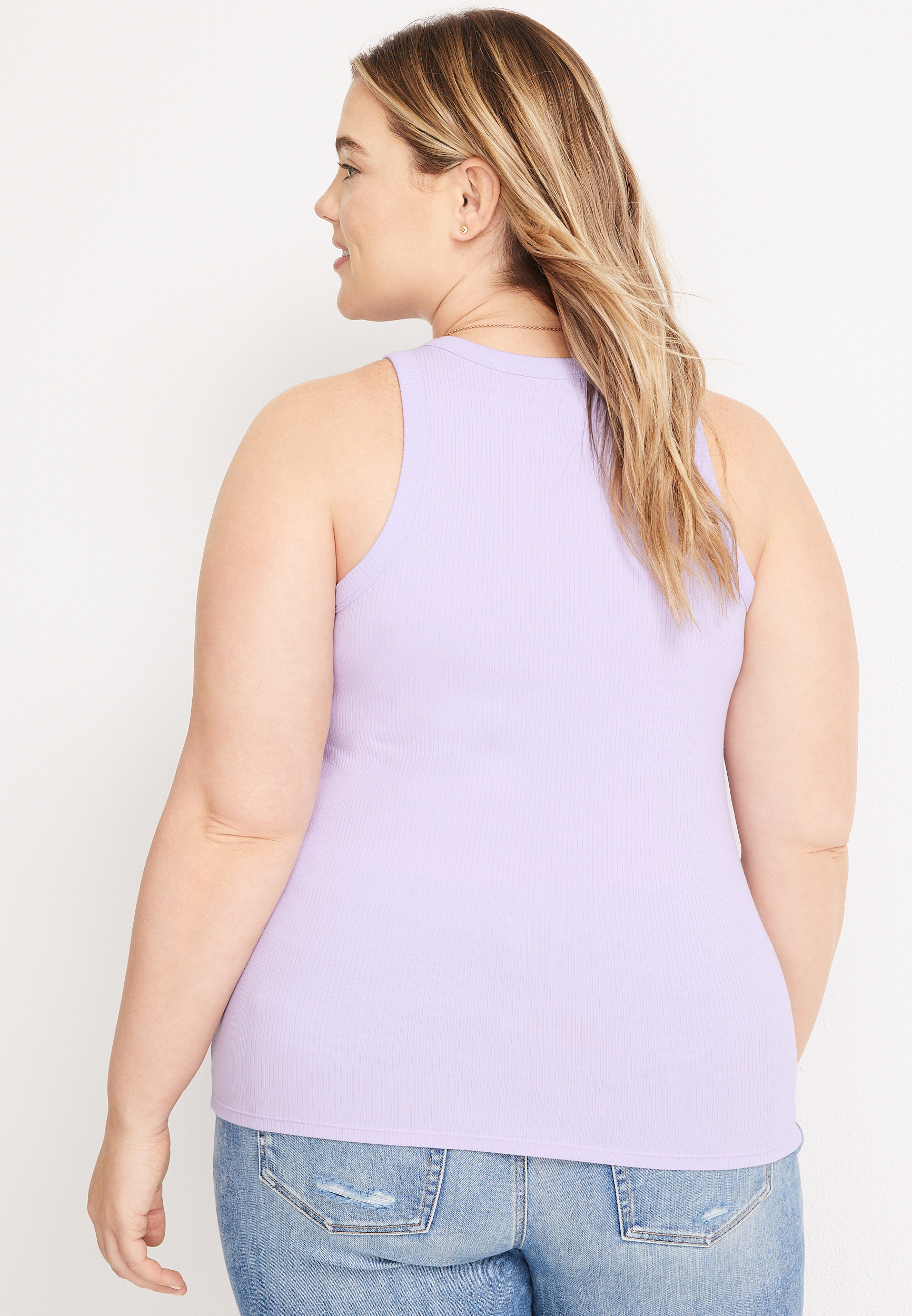 Plus Size Highline Solid Ribbed Tank Top, C158, large