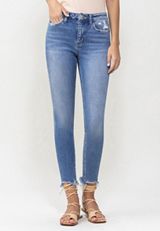 Flying Monkey&trade; Ankle Skinny High Rise Frayed Hem Jean, , small