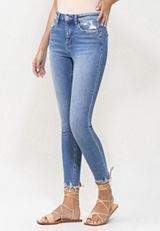 Flying Monkey&trade; Ankle Skinny High Rise Frayed Hem Jean, , small