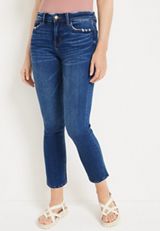 Flying Monkey&trade; Ankle Slim Straight Mid Rise Jean, DARK SANDBLAST, small