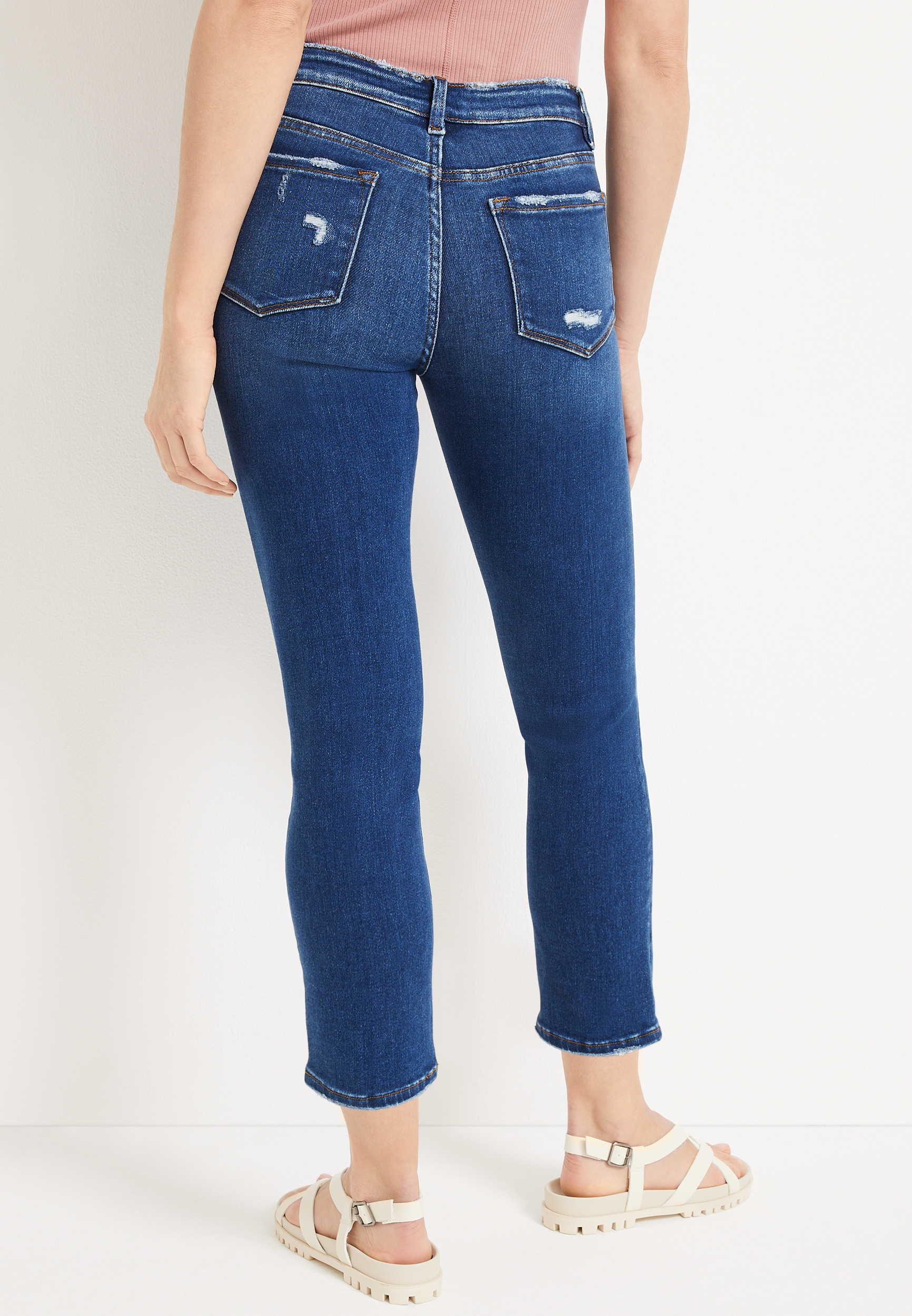 Flying Monkey&trade; Ankle Slim Straight Mid Rise Jean, DARK SANDBLAST, large