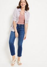 Flying Monkey&trade; Ankle Slim Straight Mid Rise Jean, DARK SANDBLAST, small